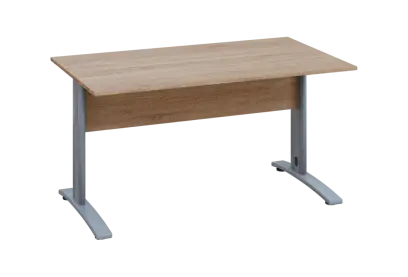 EPK 28 - 14 stůl kancelářský, kovová podnož stříbrná, deska 25 mm, široký 1400 mm, dub bardolino